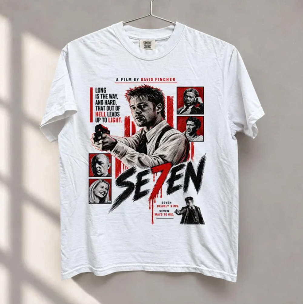 Se7en Graphic T-shirt, Vintage 90s Crime Thriller Film Comfort Color Tee